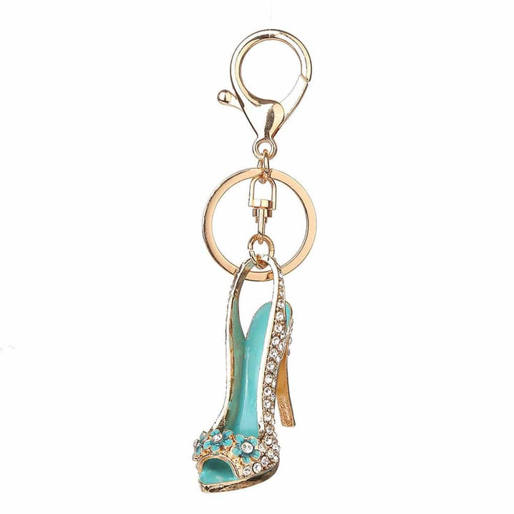 Crystal High Heel Shoe Shaped Metal Keychain