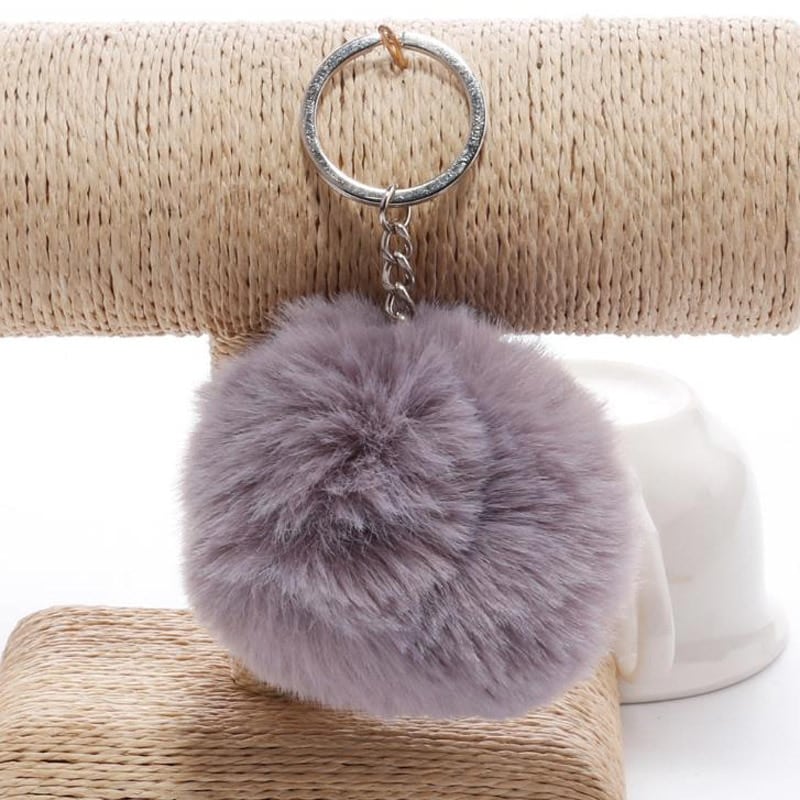 faux fur ball keychain, view 16 - MRSLM