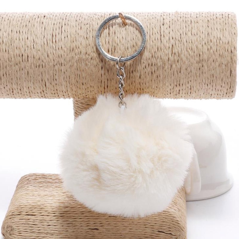 faux fur ball keychain, view 9 - MRSLM