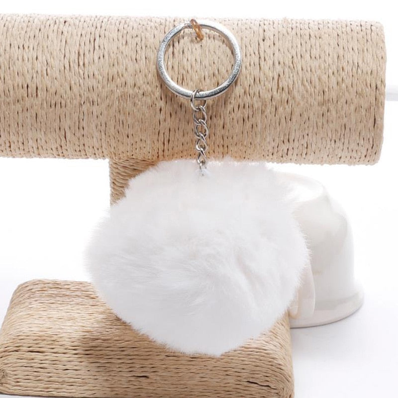 faux fur ball keychain, view 10 - MRSLM