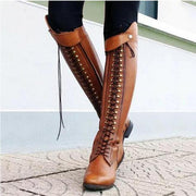 Women's rivet lace-up boots with thick heel, view 3 - MRSLM