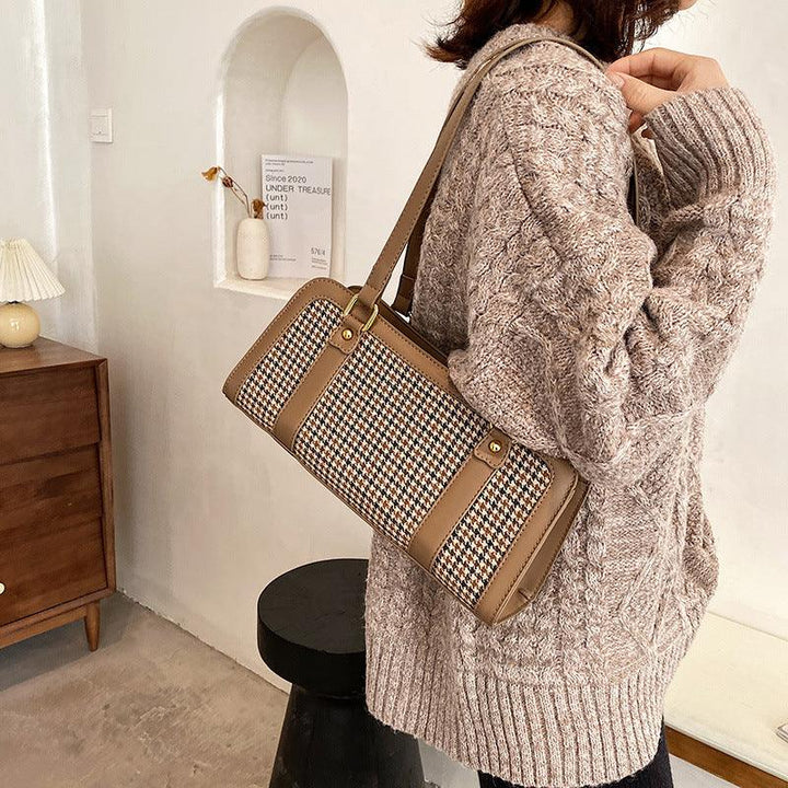 Fashion Women's Simple Houndstooth One-shoulder Armpit Bag - MRSLM