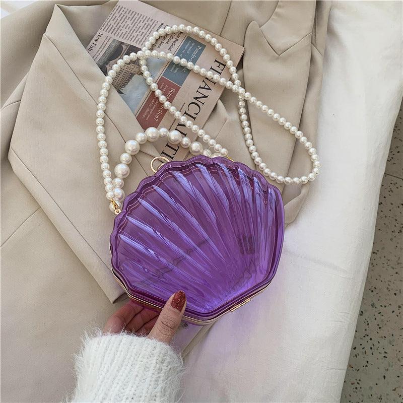 Transparent Shell Bag Box Bag Pearl Female Messenger Shoulder Retro Texture - MRSLM