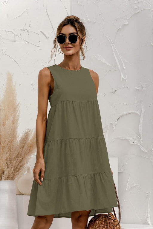 sleeveless o-neck summer dress, view 7 - MRSLM