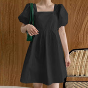 casual short dress with puff sleeves, view 7 - MRSLM