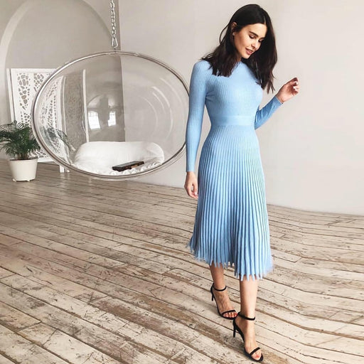 women's knitted long dress, view 3 - MRSLM