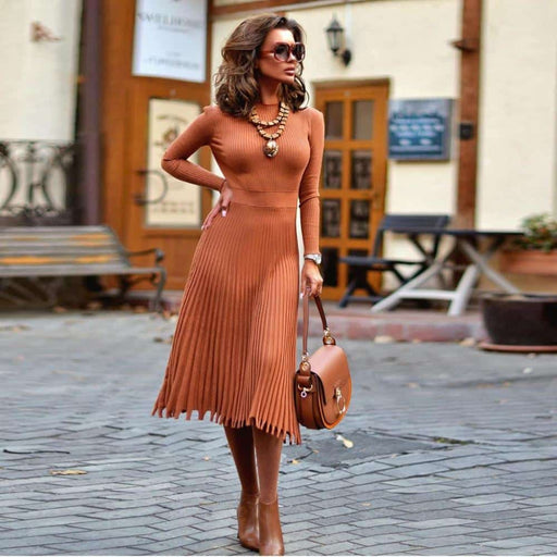 women's knitted long dress, view 5 - MRSLM