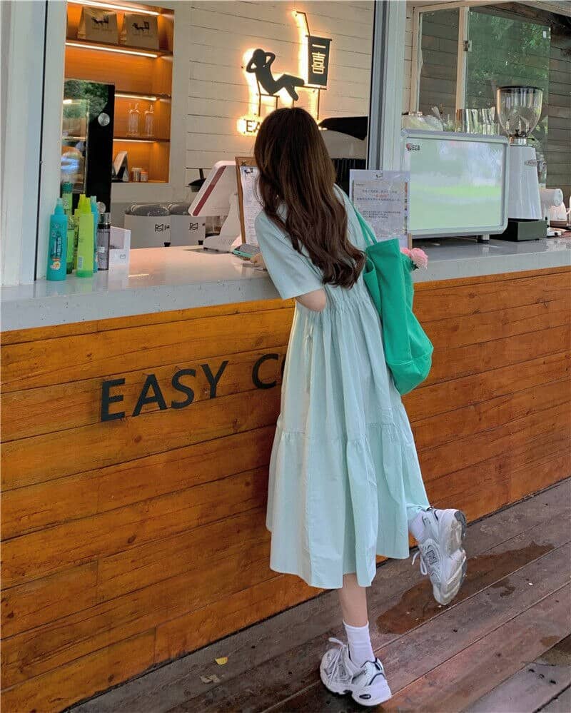 casual solid dress, view 5 - MRSLM