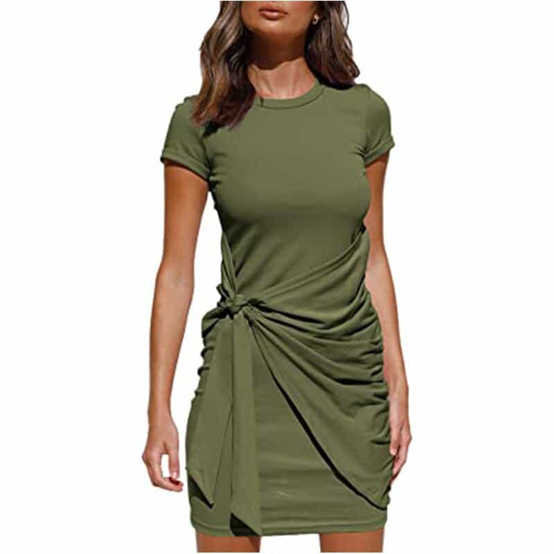 Women's Short Sleeved Wrap Ruched Dress