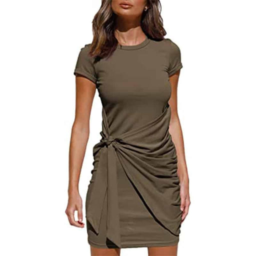 wrap ruched dress, view 7 - MRSLM