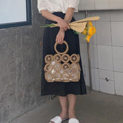 hollow woven paper rope bag, view 2 - MRSLM