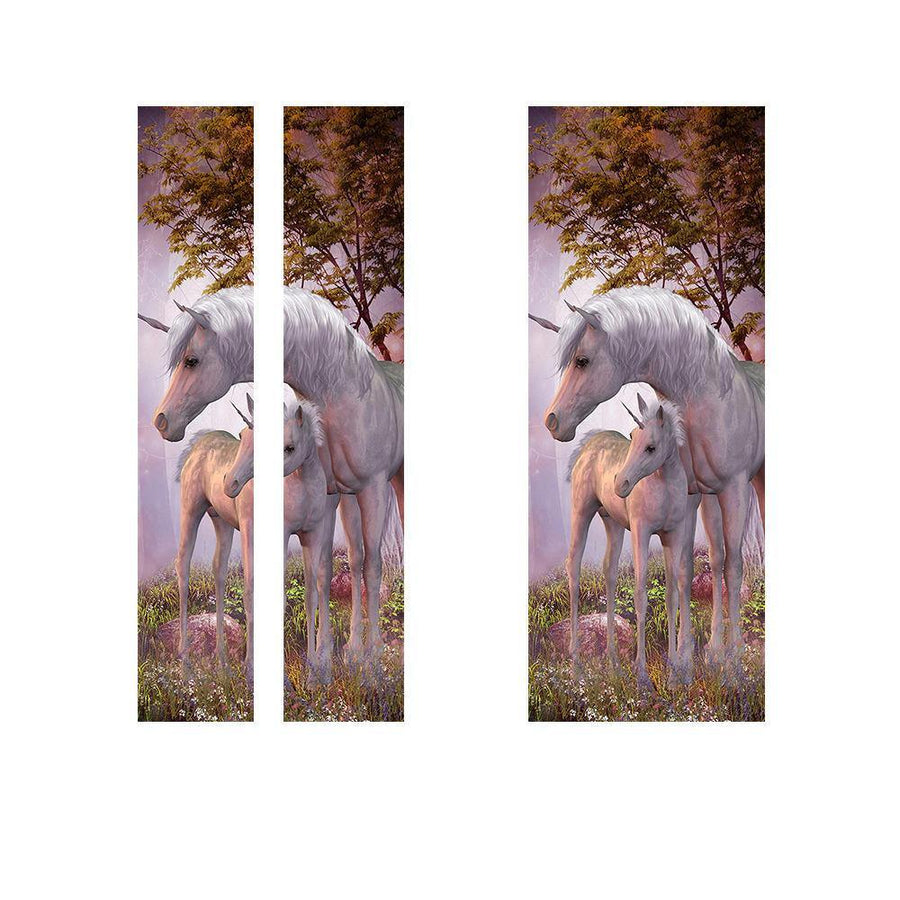 77*200cm PVC 3D Door Wall Sticker The Unicorn In The Forest DIY House Decorations - MRSLM