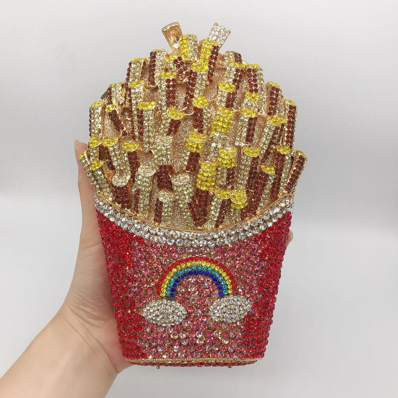 French fries rhinestone evening bag, view 6 - MRSLM