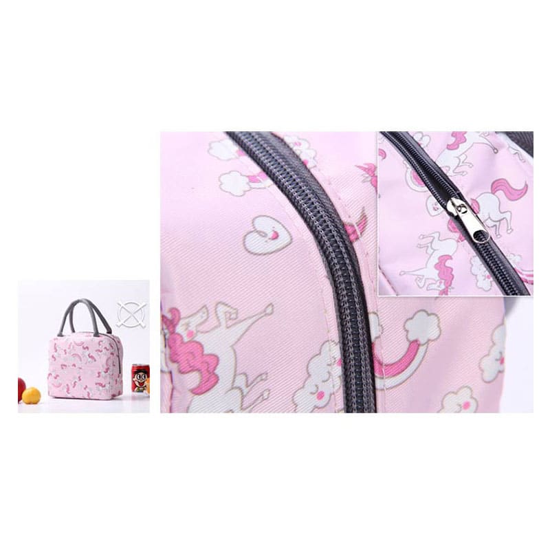 Patterned Portable Lunch Bag with Zipper