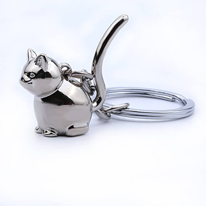 3D Cat Shaped Metal Keychain