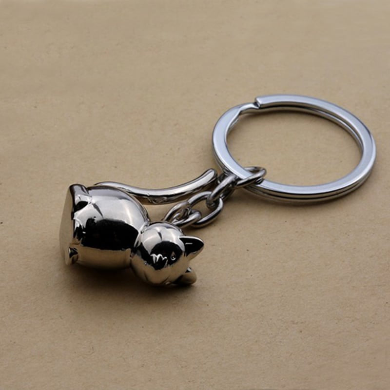 3D Cat Shaped Metal Keychain