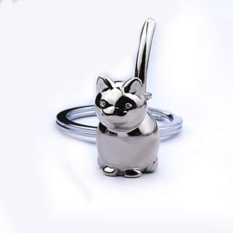 3D cat metal keychain, view 4 - MRSLM