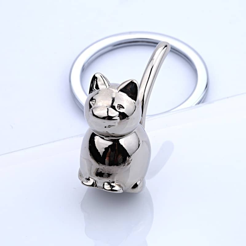 3D Cat Shaped Metal Keychain