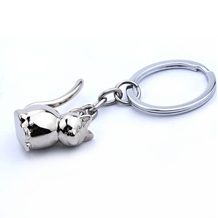 3D Cat Shaped Metal Keychain