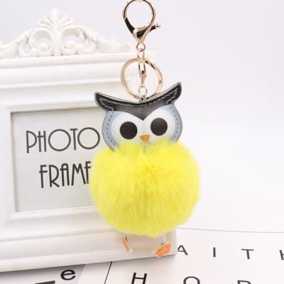 fur pompom owl keychain, view 6 - MRSLM
