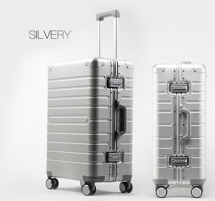 wheeled aluminum travel suitcase, view 4 - MRSLM