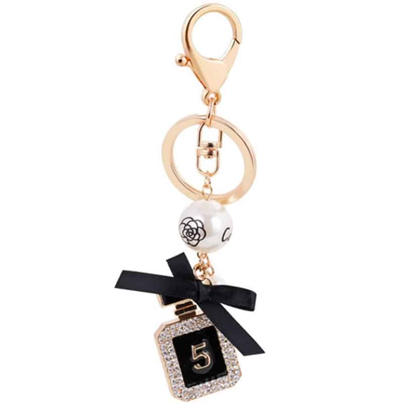 Perfume Bottle Shaped Gold Color Metal Keychain