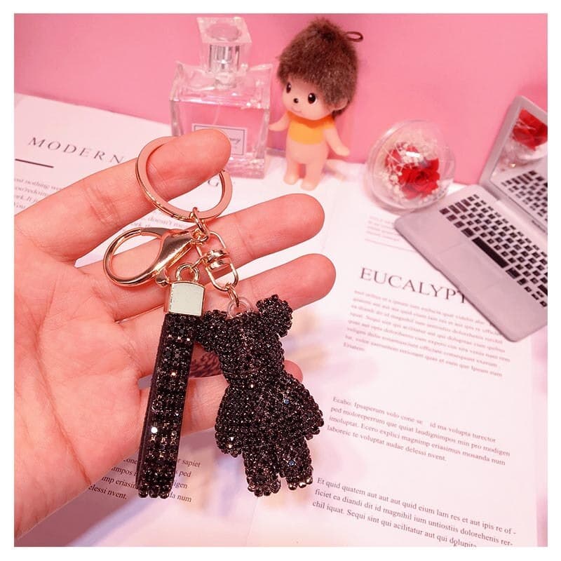 Glitter Keychain with Rhinestones