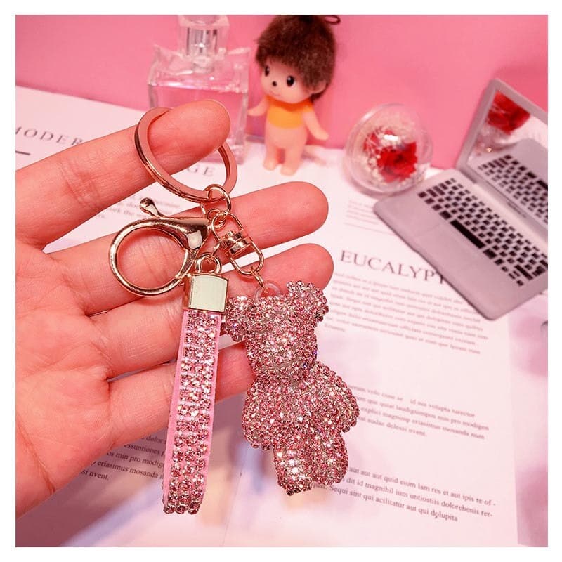 Glitter Keychain with Rhinestones