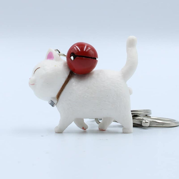 Cartoon Walking Cat Pendant Key Ring with Bell