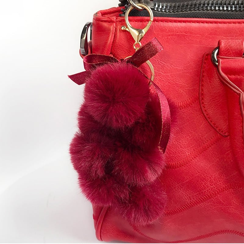 eco fur pom keychain, view 17 - MRSLM