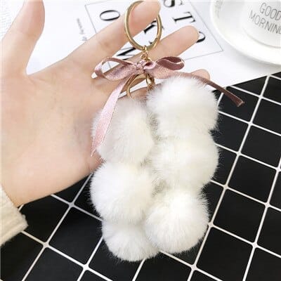 eco fur pom keychain, view 11 - MRSLM