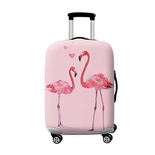 flamingo print suitcase cover, view 2 - MRSLM