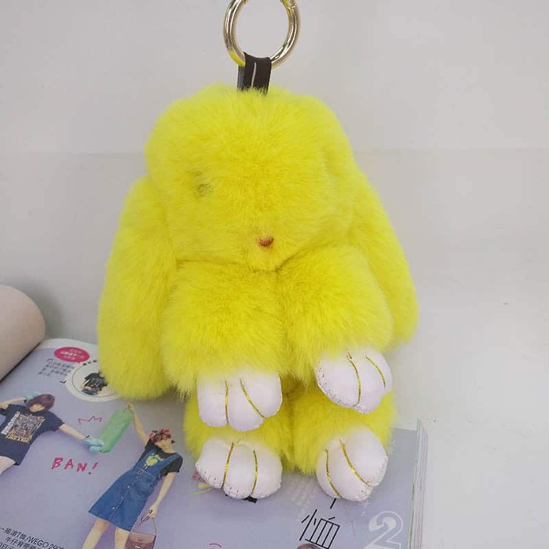 Large fluffy rabbit key ring, view 2 - MRSLM
