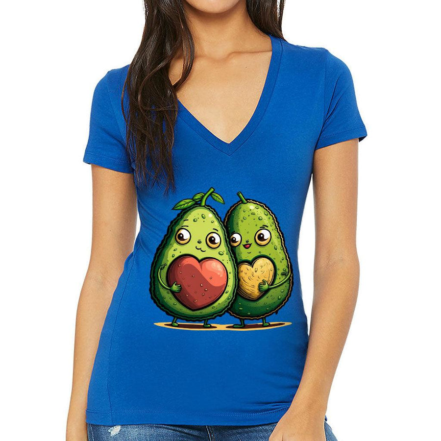 Avocado Women's V-Neck T-Shirt - Love Couple V-Neck Tee - Graphic T-Shirt - MRSLM