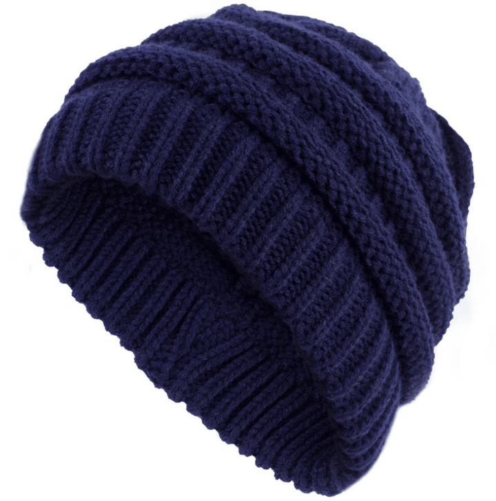 High Bun Ponytail Beanie Hat Chunky Soft Stretch Cable Knit Warm Fuzzy Lined Skull Beanie Acrylic Hats Men And Women - MRSLM