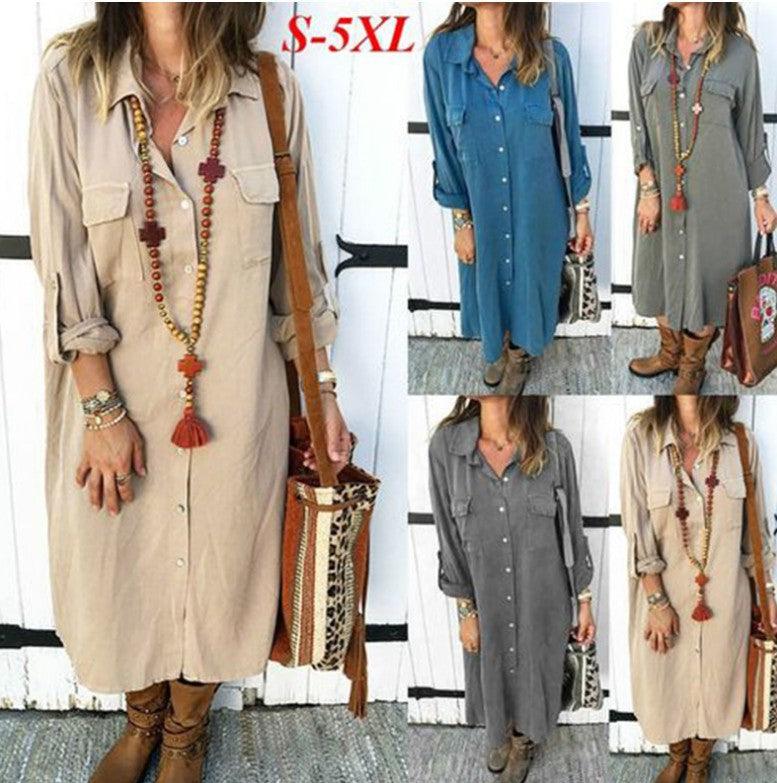 Women's long sleeve shirt dress - MRSLM