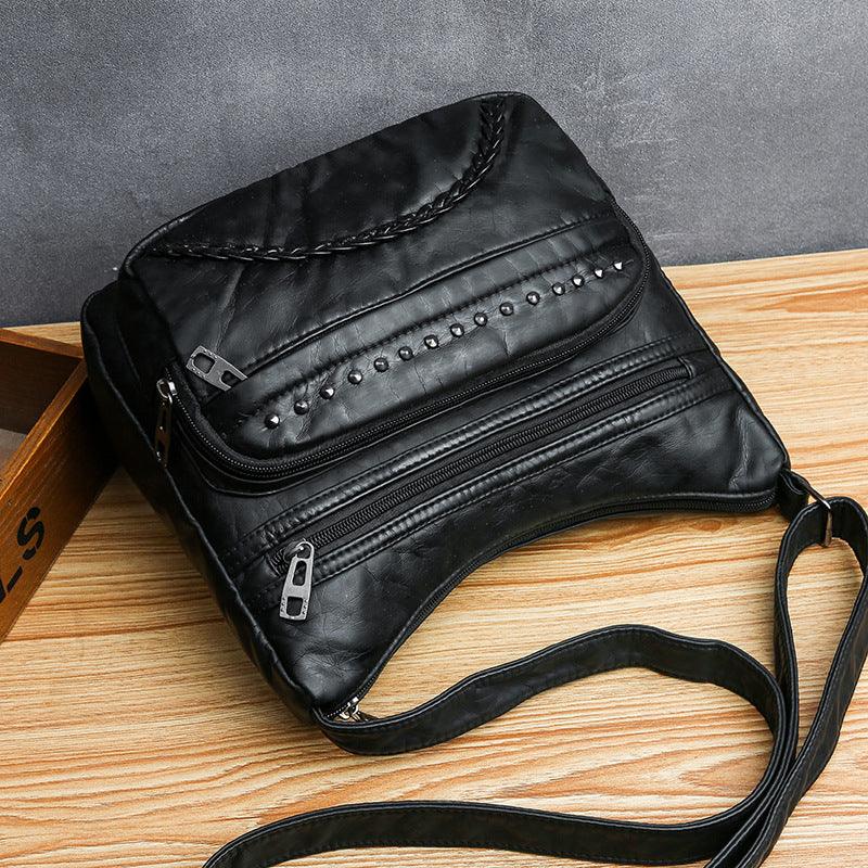 washed pu leather crossbody bag, view 4 - MRSLM