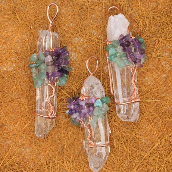 rough white crystal stone pendant - MRSLM