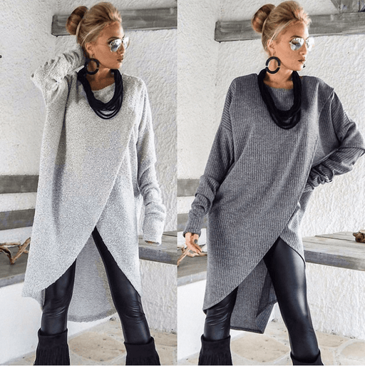 V-neck irregular loose dress - MRSLM