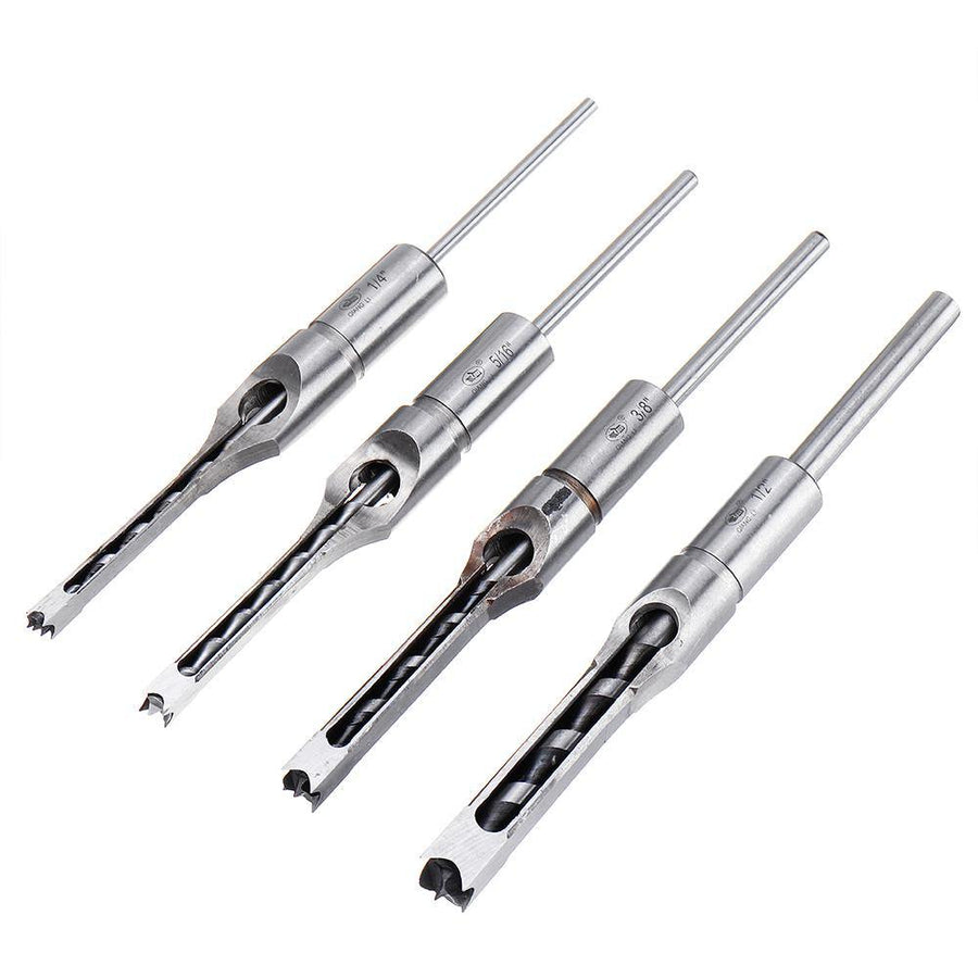 Drillpro 6.35/7.94/9.5/12.7mm Woodworking Square Hole Drill Bit Mortising Chisel 1/4 to 1/2 Inch - MRSLM