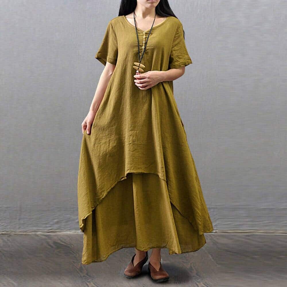 Women's Boho Linen Maxi Dress