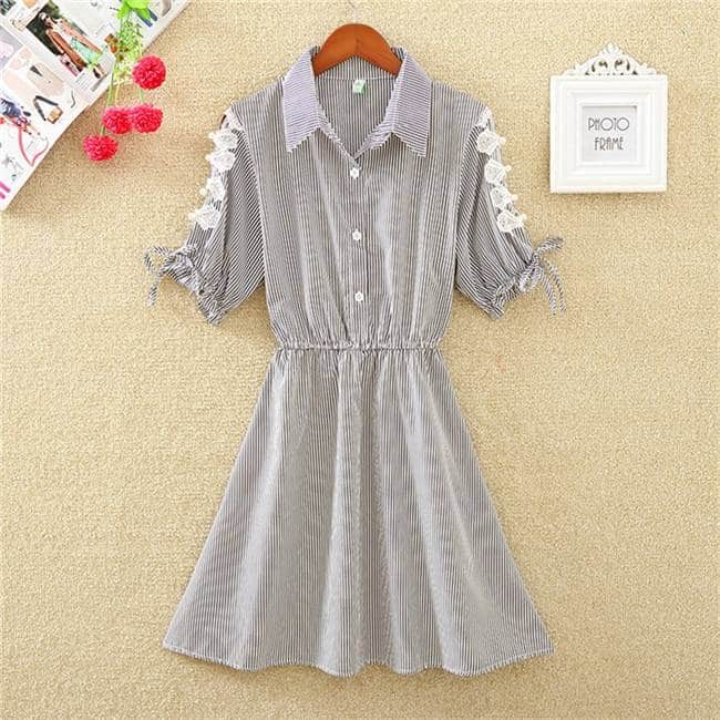 Elegant Striped Cotton Shirt Dresses