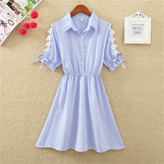 Elegant Striped Cotton Shirt Dresses
