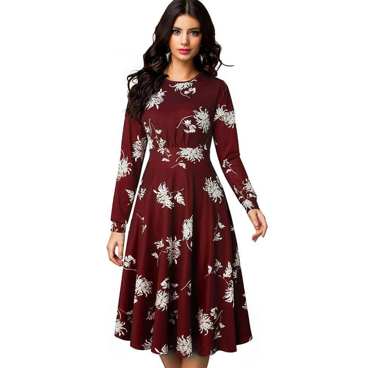 Floral Printed Pleated A-Line Dress for Women