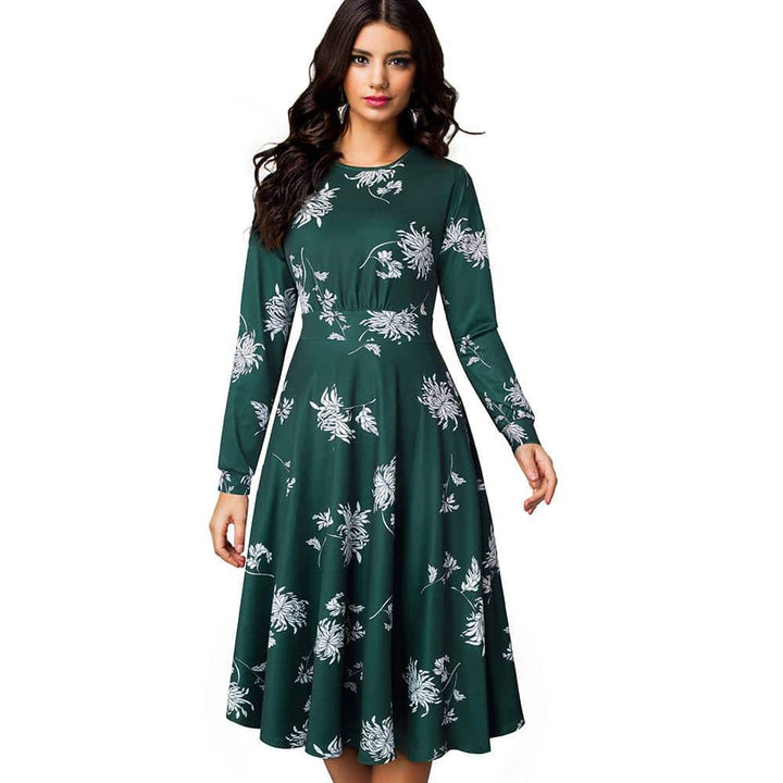 Floral Printed Pleated A-Line Dress for Women