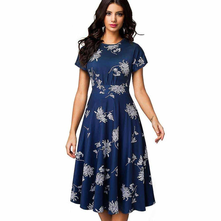 Floral Printed Pleated A-Line Dress for Women