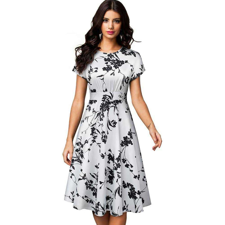 Floral Printed Pleated A-Line Dress for Women
