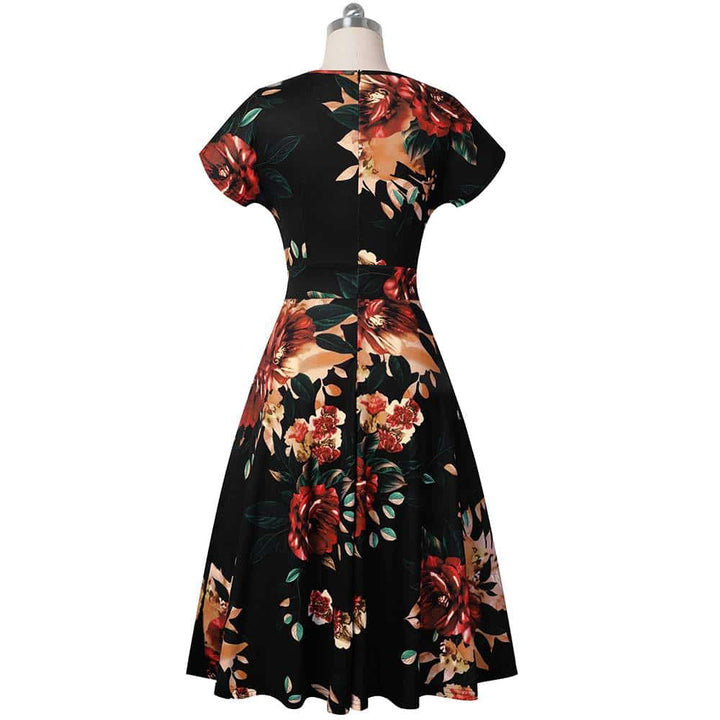 Floral Printed Pleated A-Line Dress for Women