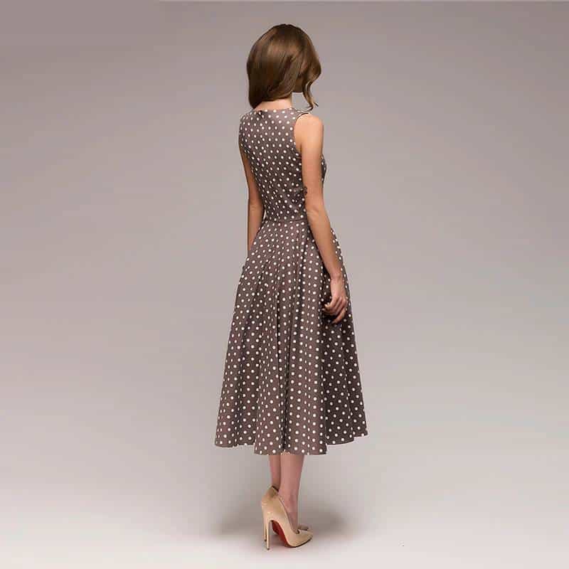 Vintage O-Neck Women's Midi Dress