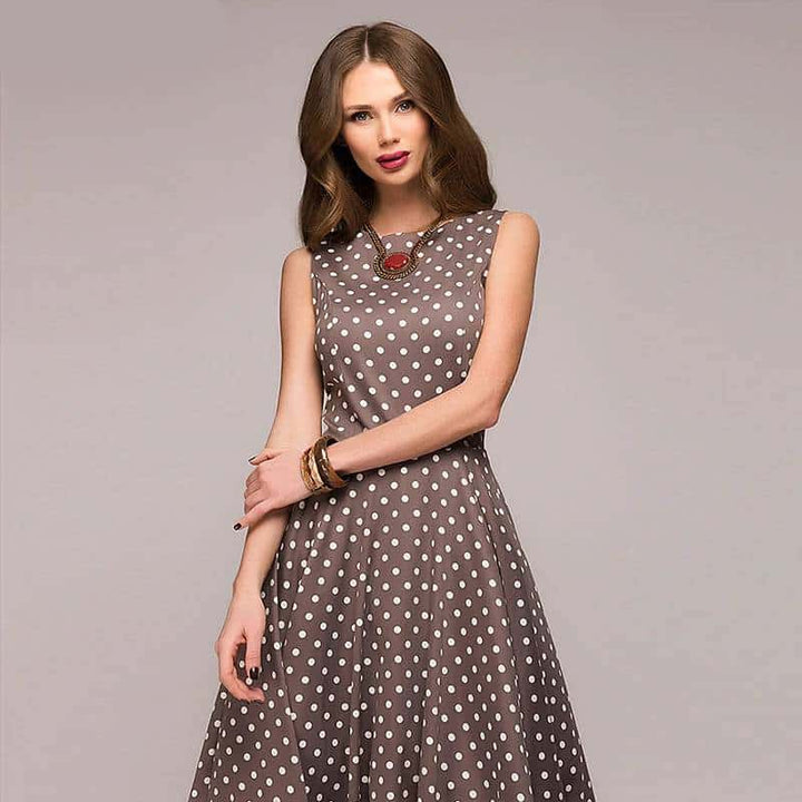 Vintage O-Neck Women's Midi Dress